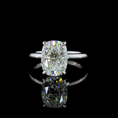 4.23 CT Cushion Lab Grown Diamond Engagement Ring in 14K White Gold