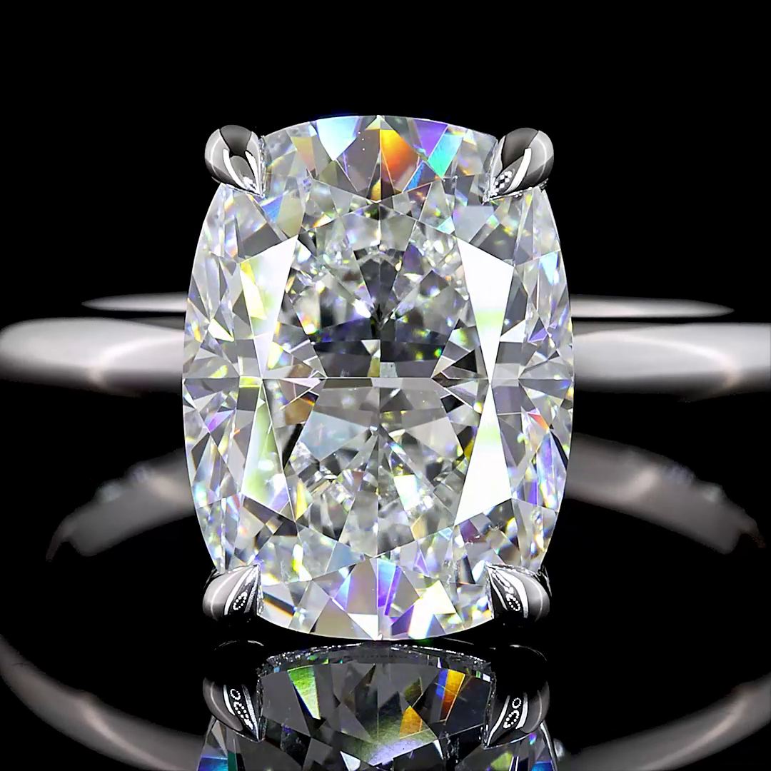 4.23 CT Cushion Lab Grown Diamond Engagement Ring in 14K White Gold