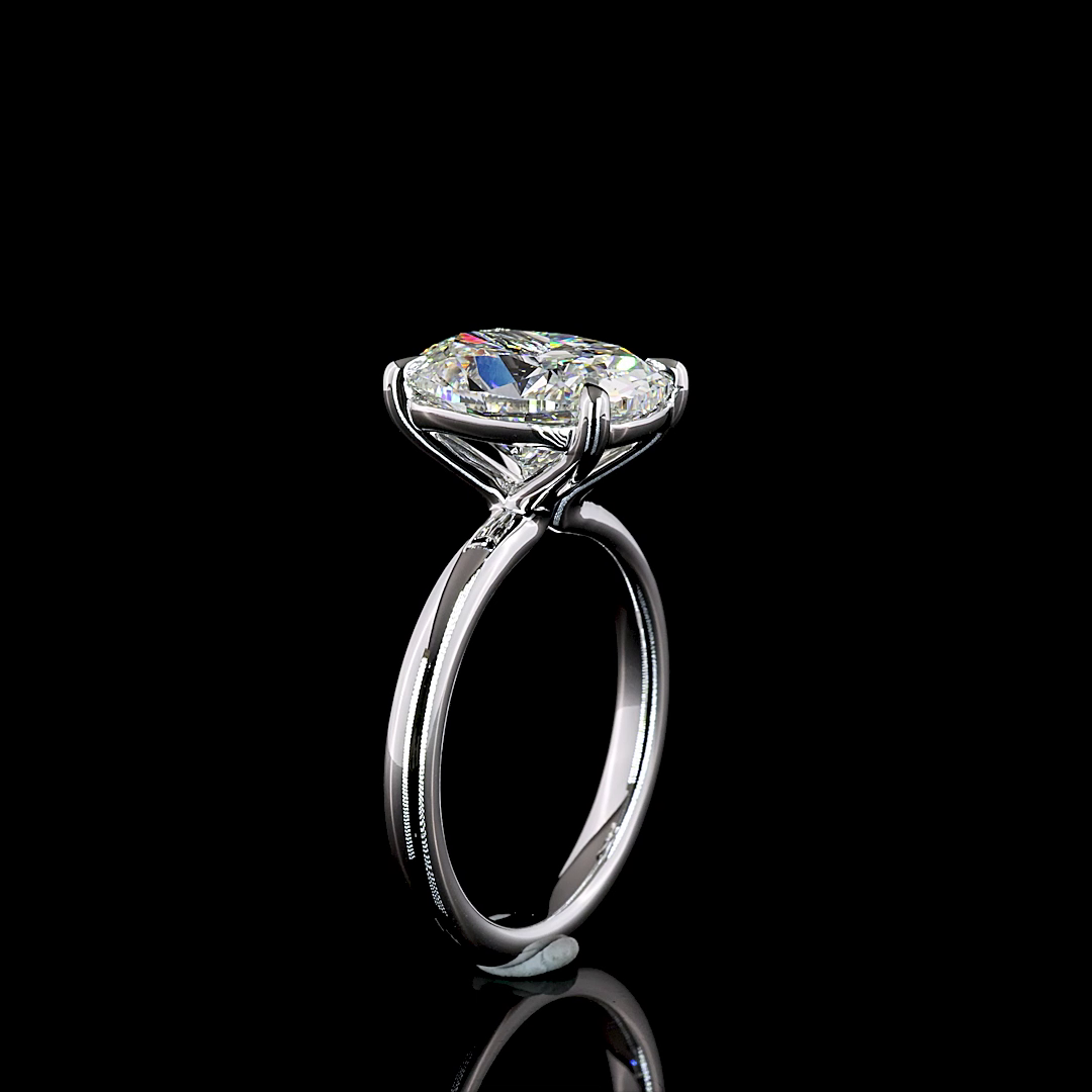 4.23 CT Cushion Lab Grown Diamond Engagement Ring in 14K White Gold