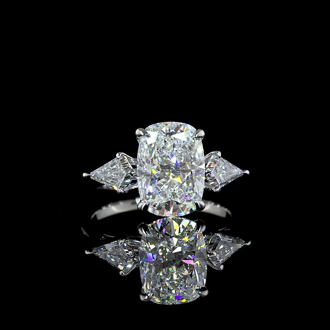 3.8 CT Cushion Lab Grown Diamond Engagement Ring in Platinum