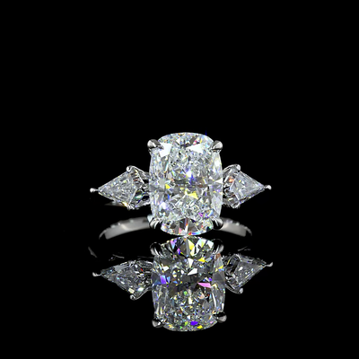 3.8 CT Cushion Lab Grown Diamond Engagement Ring in Platinum