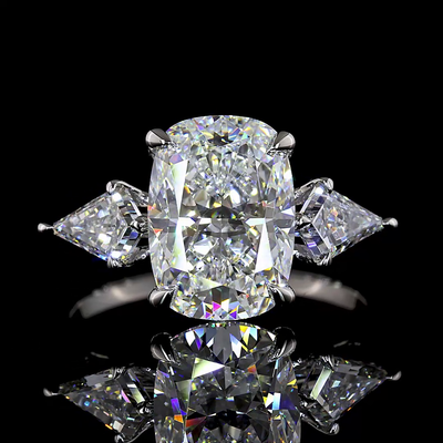3.8 CT Cushion Lab Grown Diamond Engagement Ring in Platinum