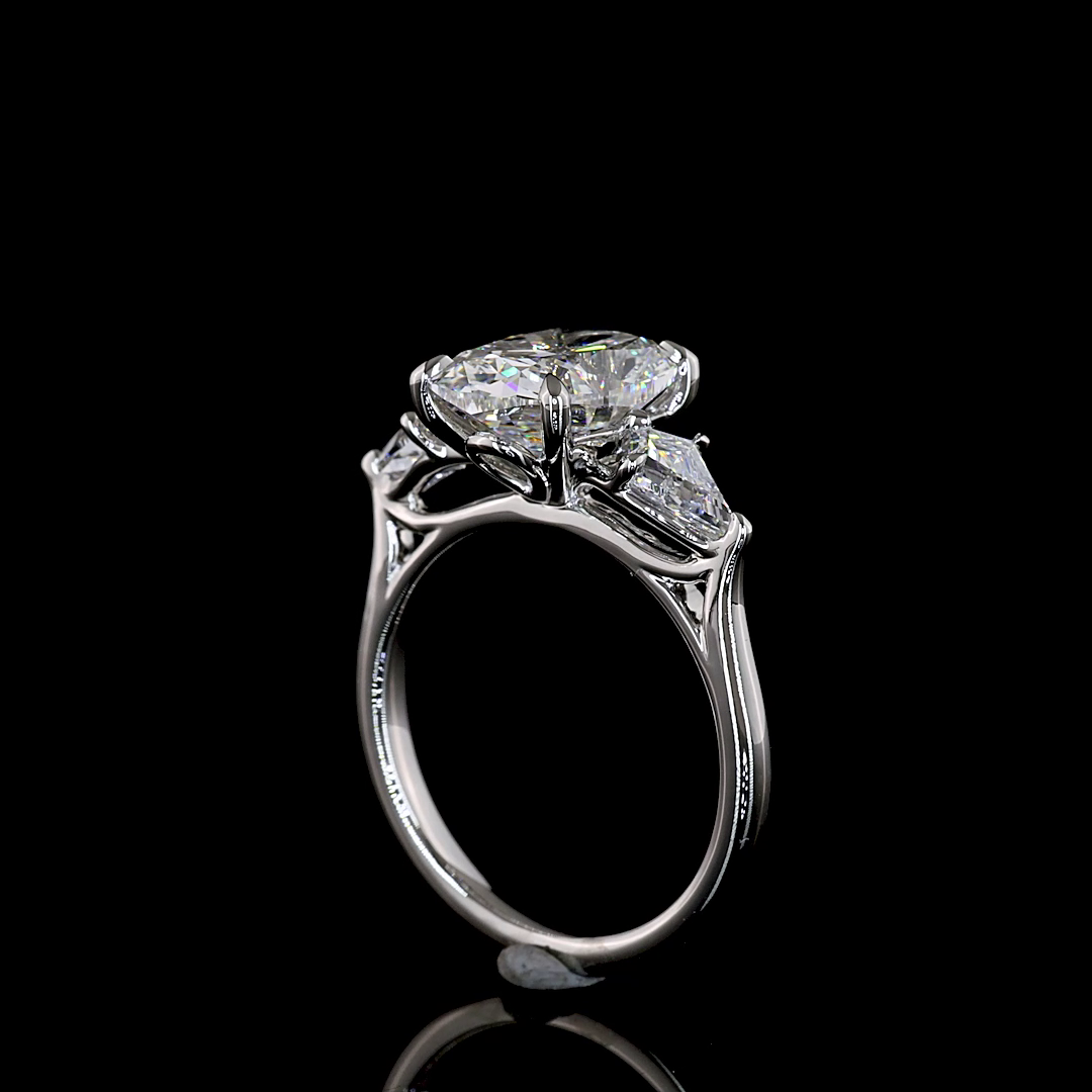 3.8 CT Cushion Lab Grown Diamond Engagement Ring in Platinum