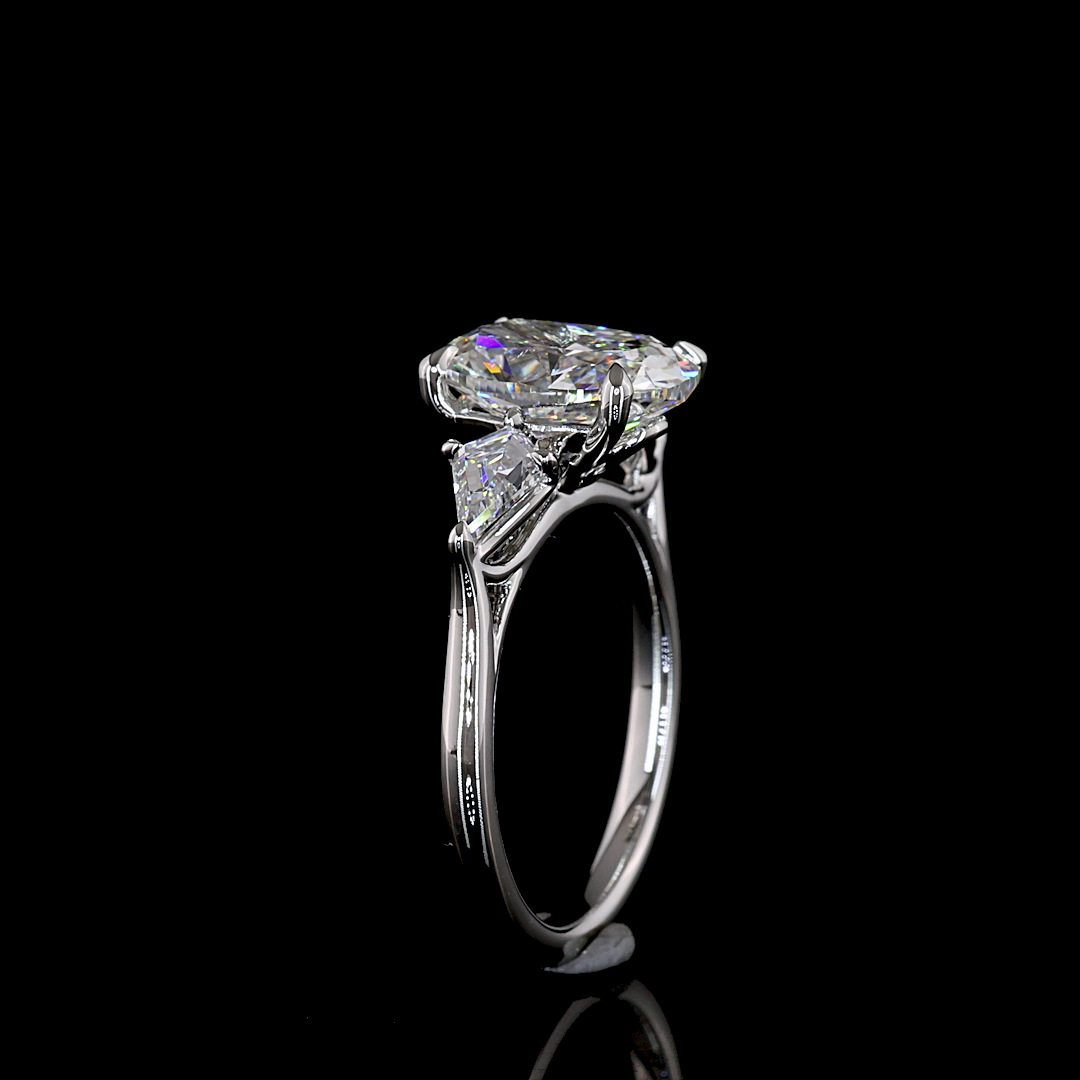 3.8 CT Cushion Lab Grown Diamond Engagement Ring in Platinum