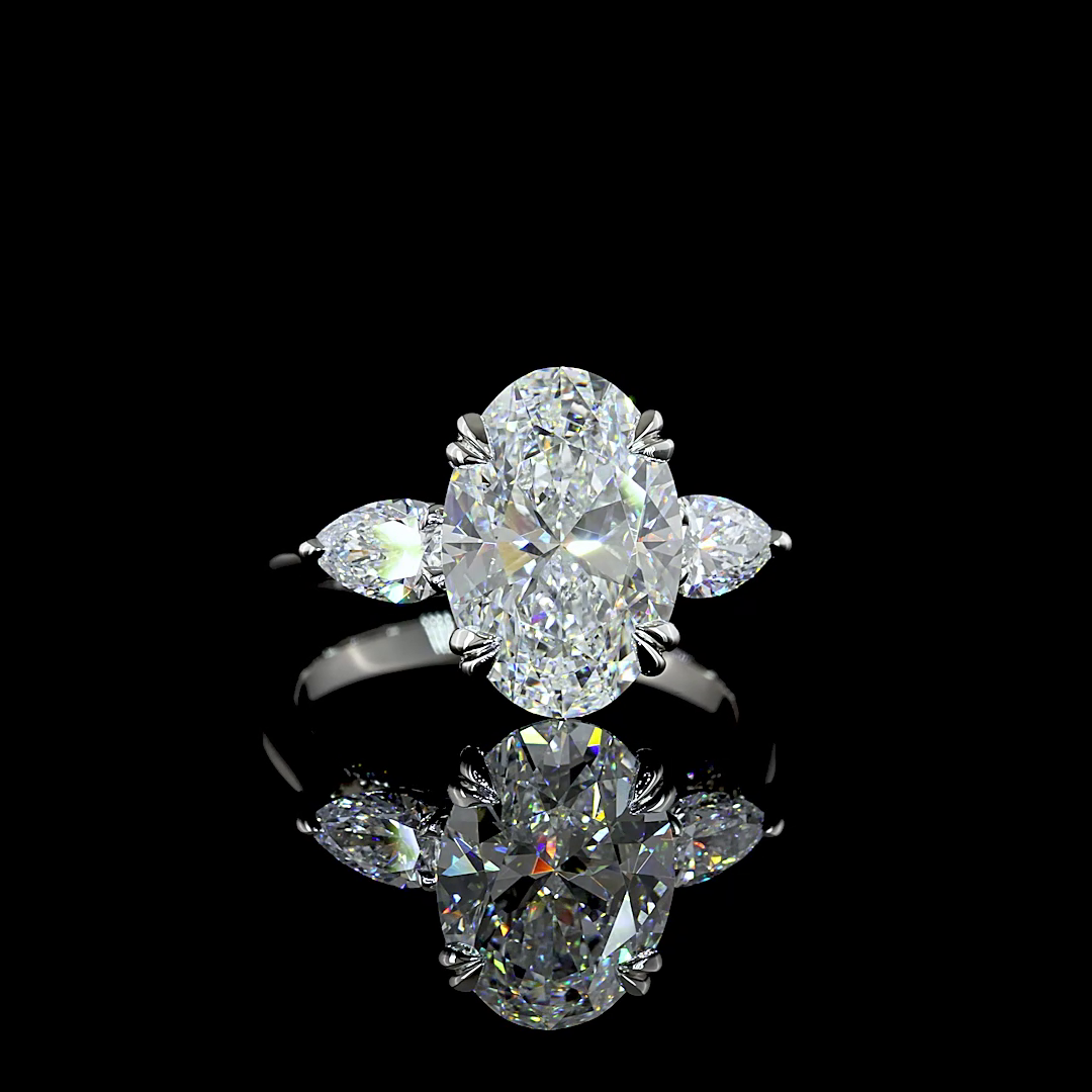 4.24 CT Oval Lab Grown Diamond Engagement Ring in Platinum