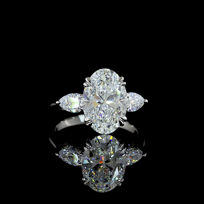 4.24 CT Oval Lab Grown Diamond Engagement Ring in Platinum