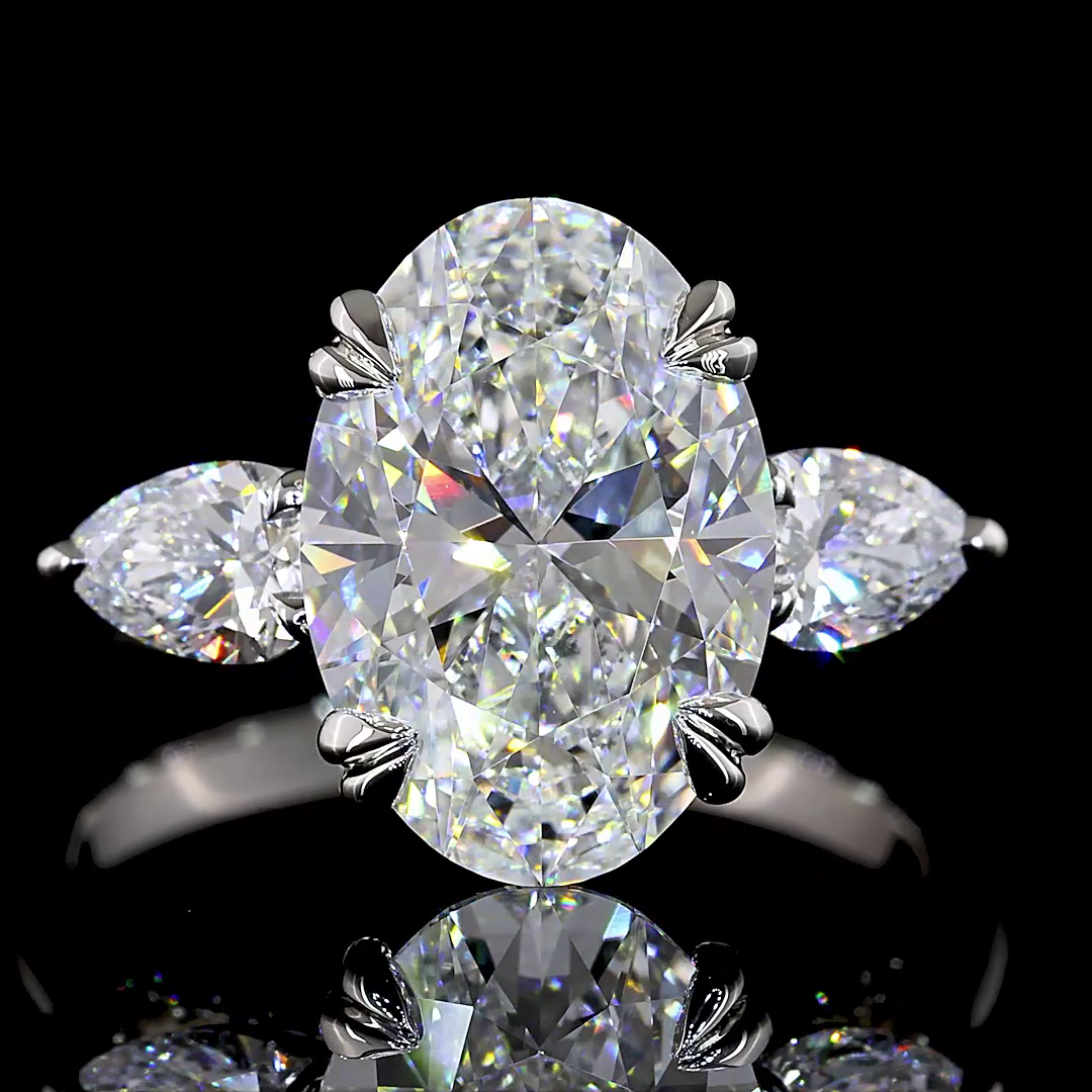 4.24 CT Oval Lab Grown Diamond Engagement Ring in Platinum