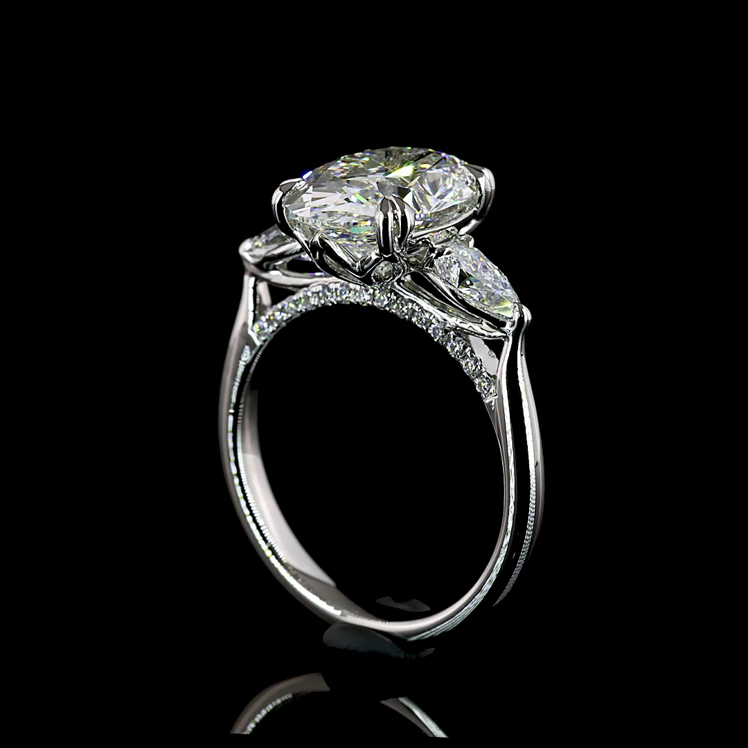 4.24 CT Oval Lab Grown Diamond Engagement Ring in Platinum