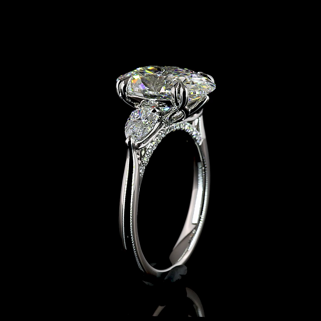 4.24 CT Oval Lab Grown Diamond Engagement Ring in Platinum