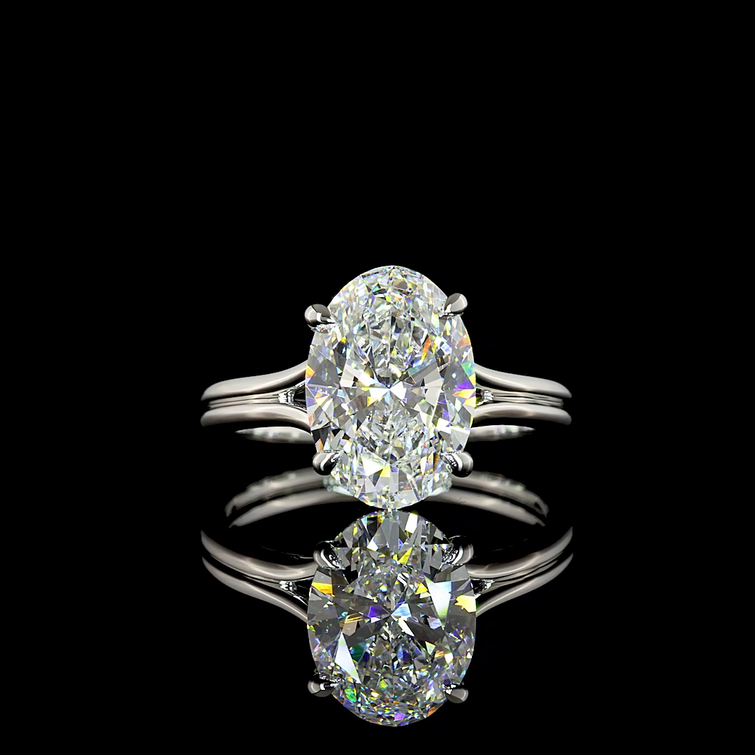 3.5 CT Oval Lab Grown Diamond Engagement Ring in Platinum