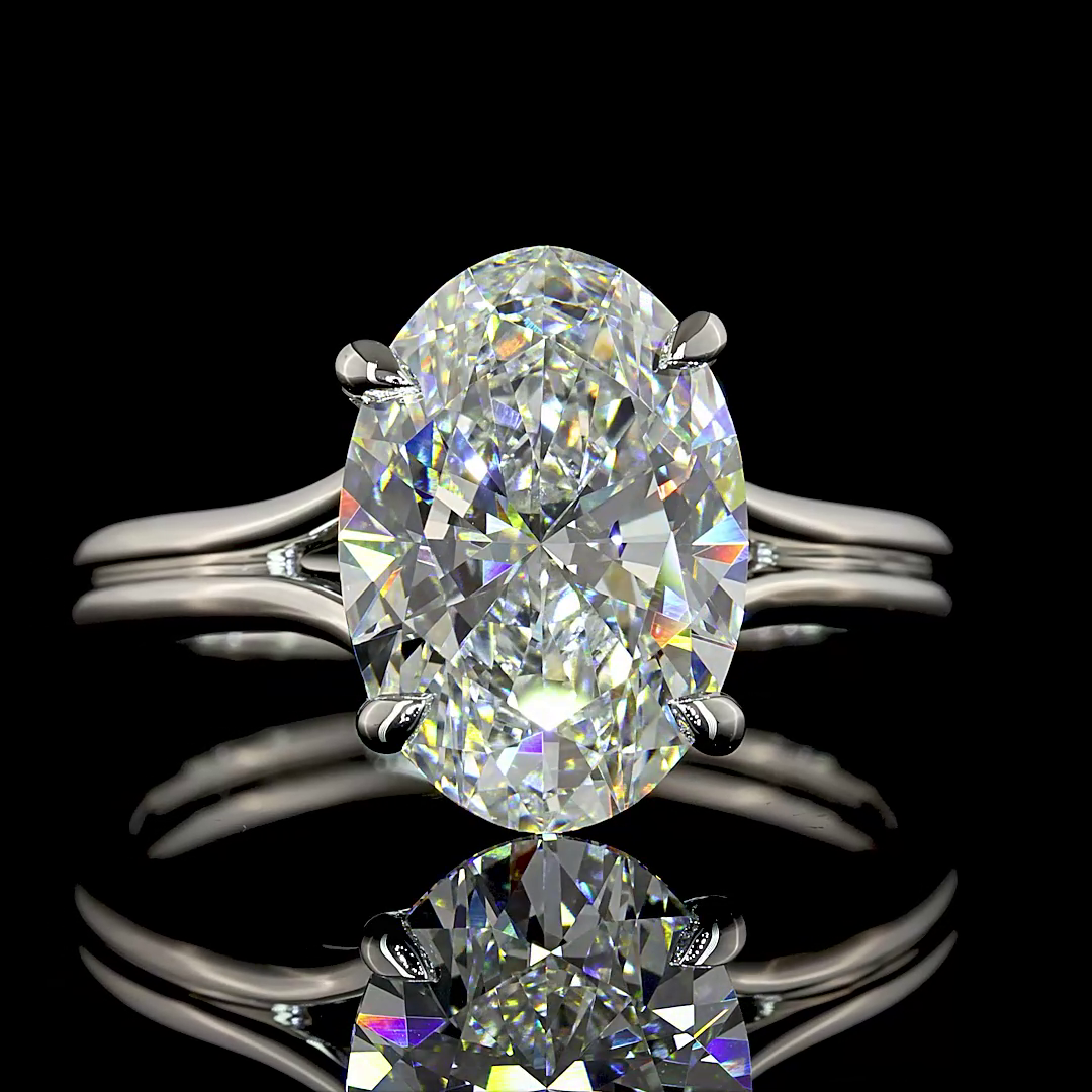 3.5 CT Oval Lab Grown Diamond Engagement Ring in Platinum