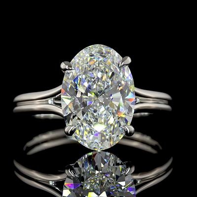 3.5 CT Oval Lab Grown Diamond Engagement Ring in Platinum