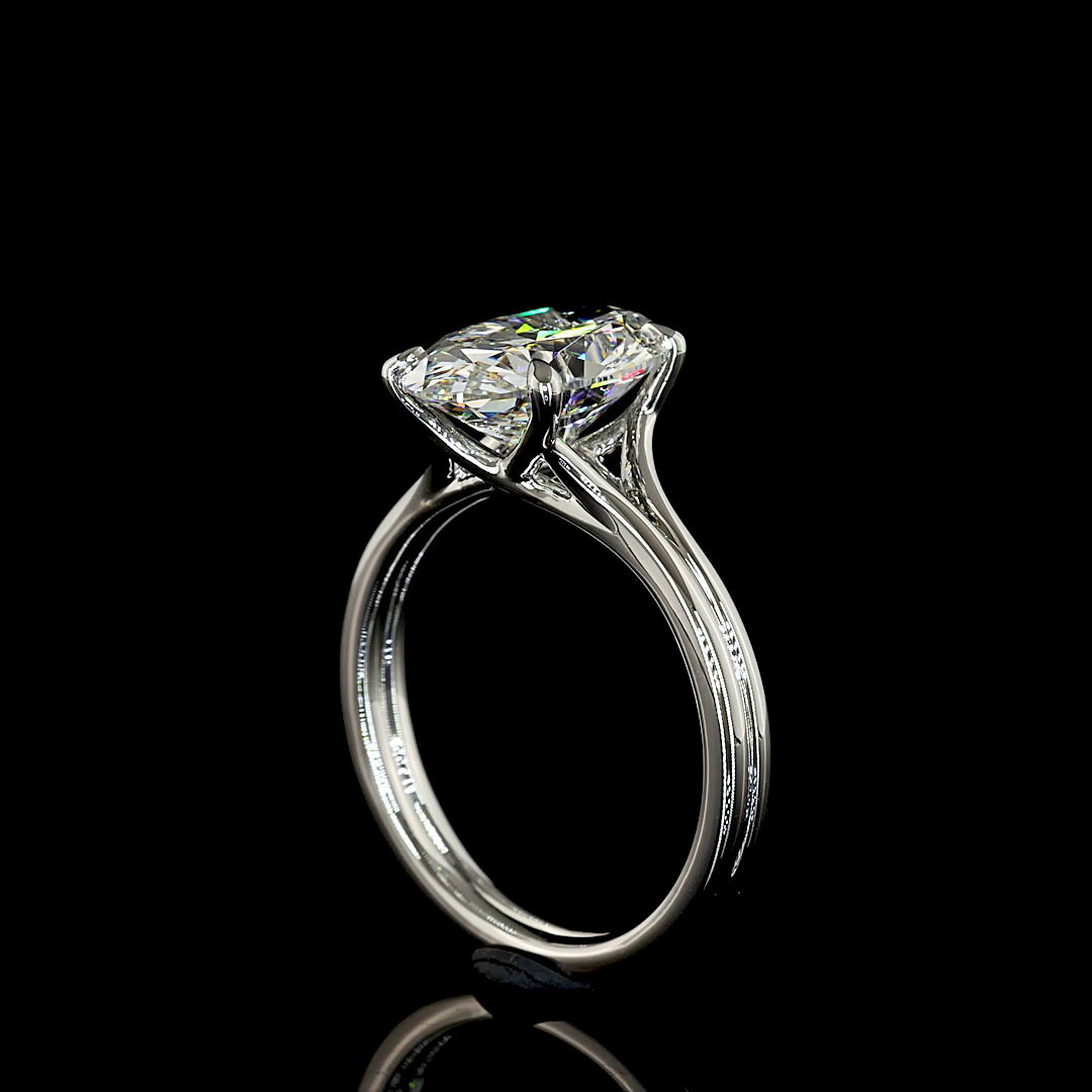 3.5 CT Oval Lab Grown Diamond Engagement Ring in Platinum