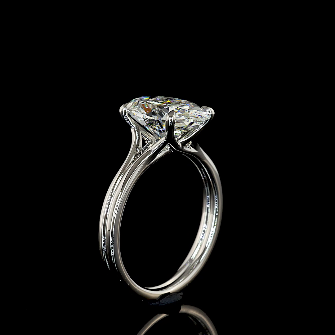 3.5 CT Oval Lab Grown Diamond Engagement Ring in Platinum