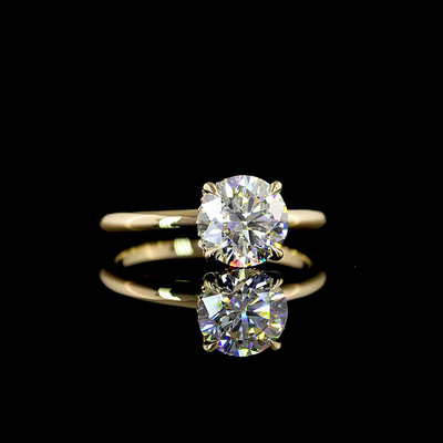 1.6 CT Round Lab Grown Diamond Engagement Ring in 14K Yellow Gold