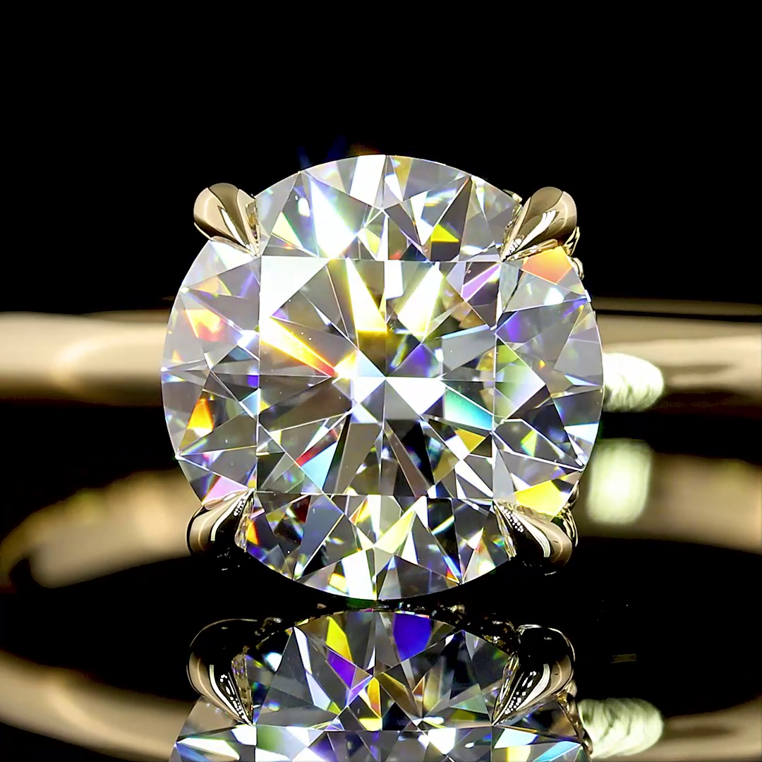 1.6 CT Round Lab Grown Diamond Engagement Ring in 14K Yellow Gold