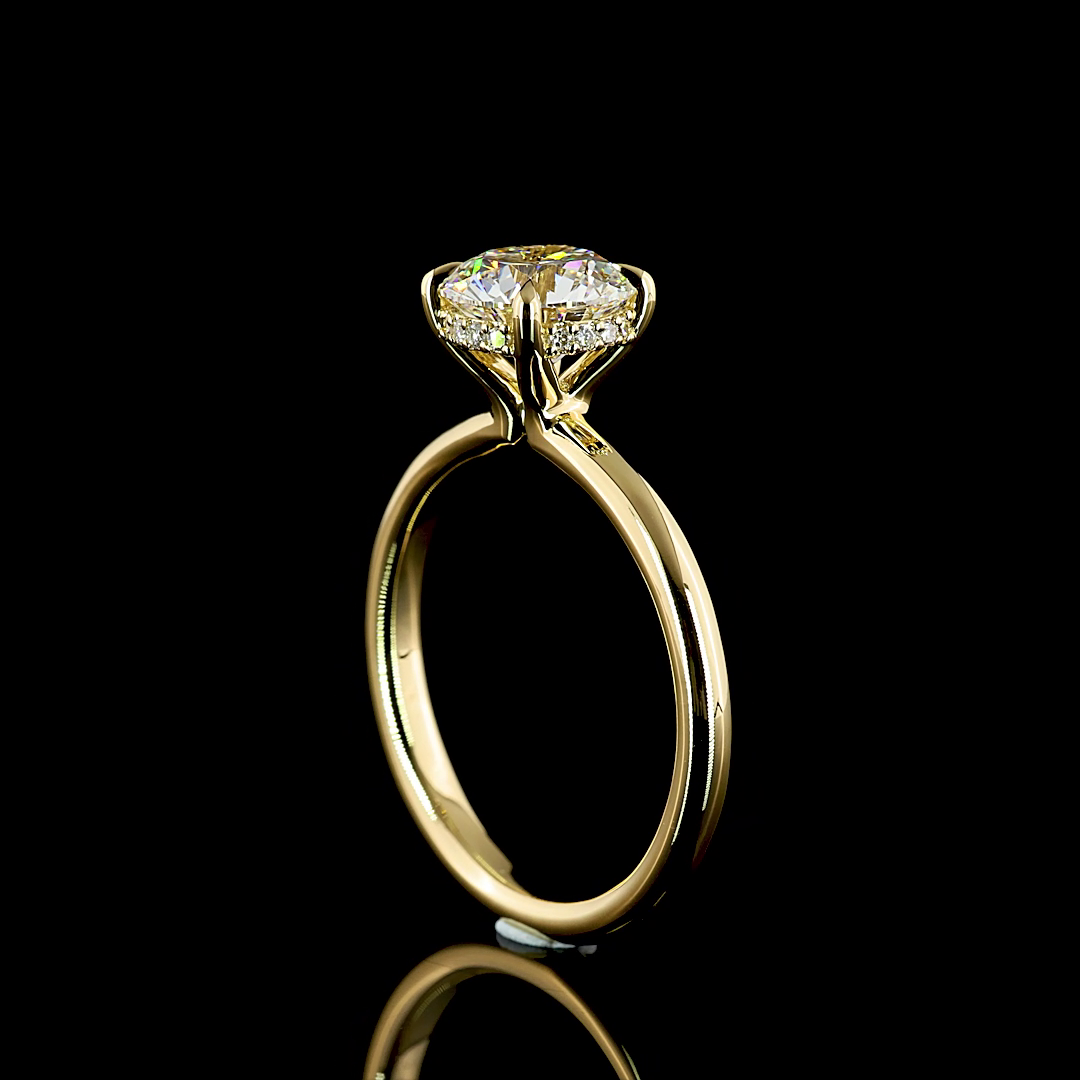 1.6 CT Round Lab Grown Diamond Engagement Ring in 14K Yellow Gold