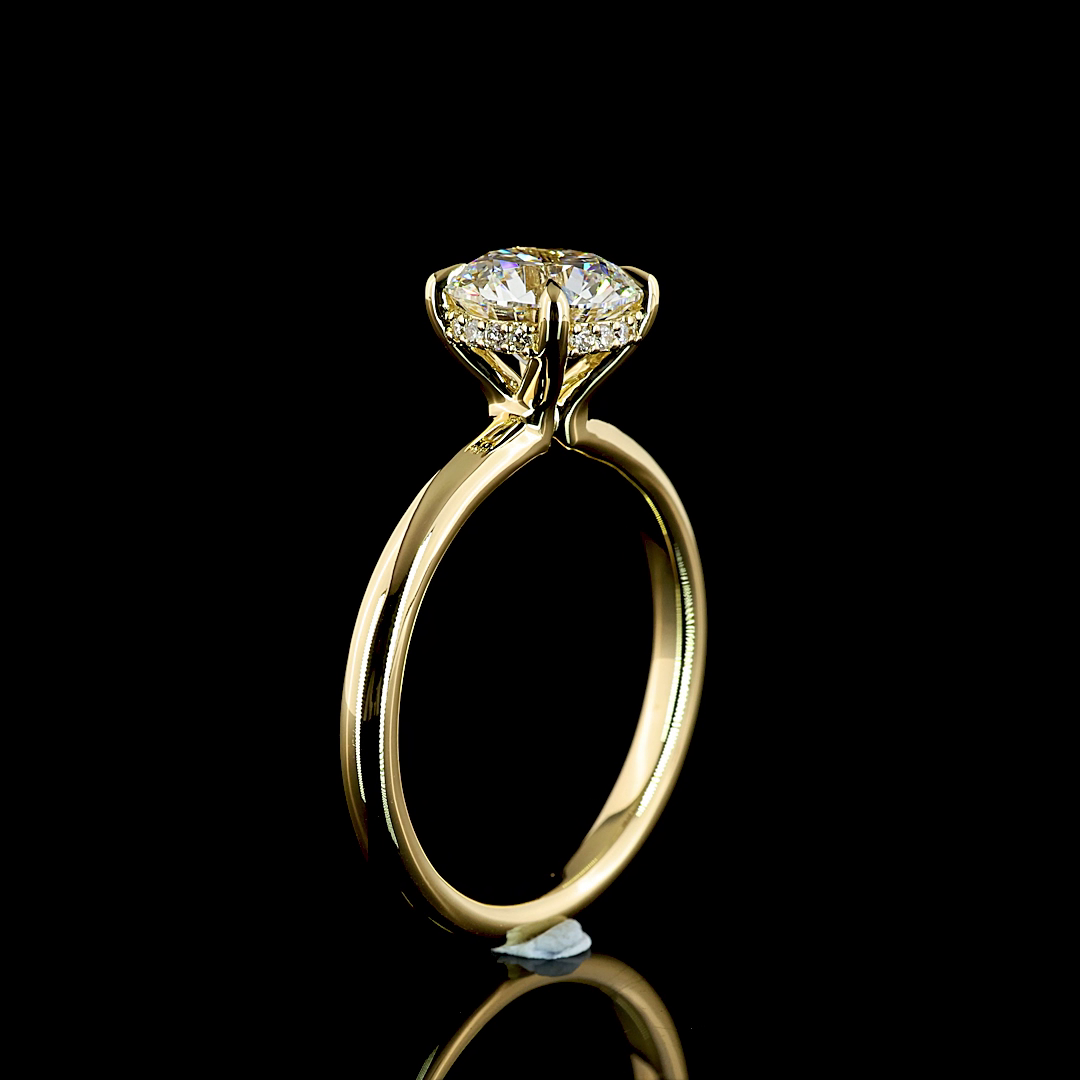 1.6 CT Round Lab Grown Diamond Engagement Ring in 14K Yellow Gold