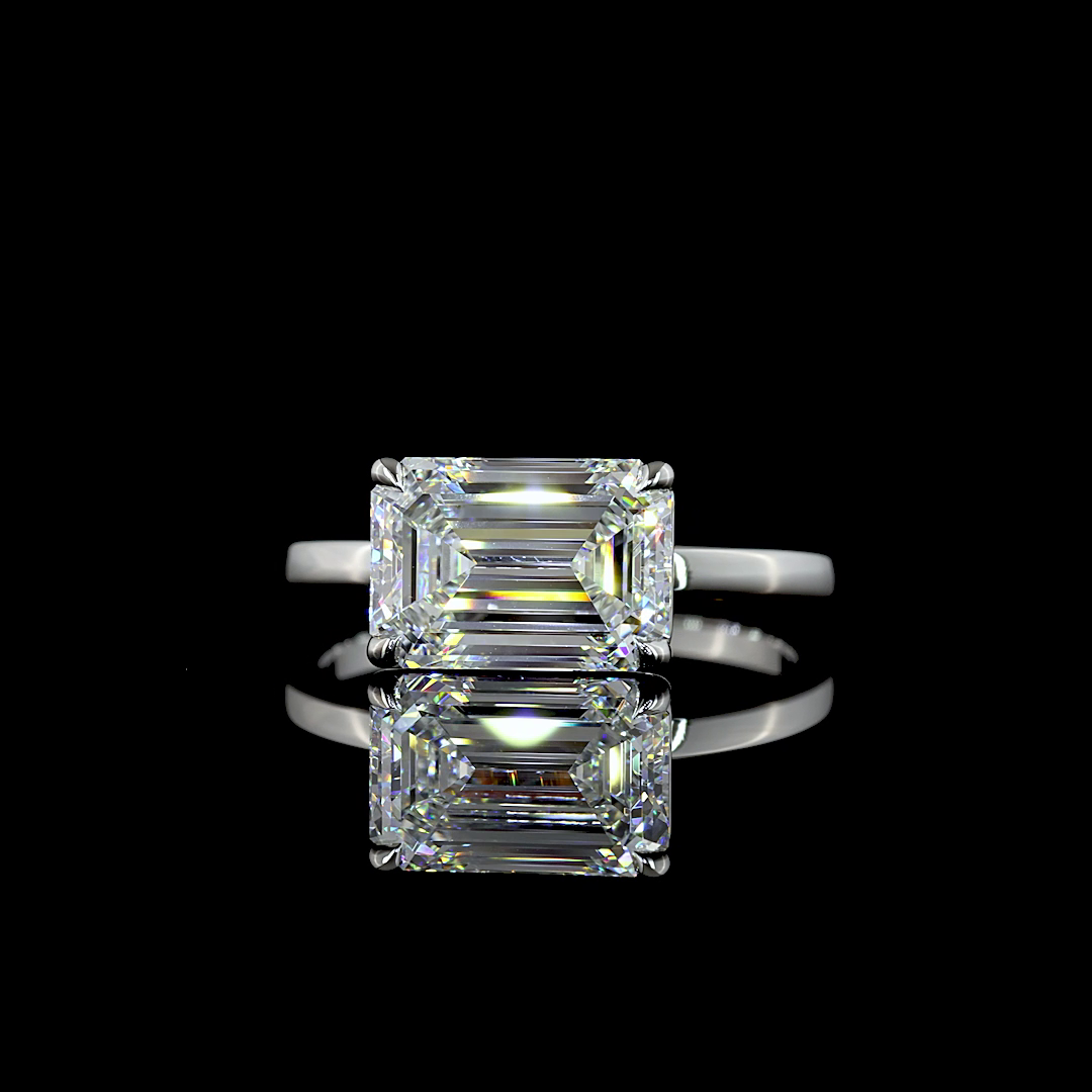 3.06 CT Emerald Lab Grown Diamond Engagement Ring in Platinum