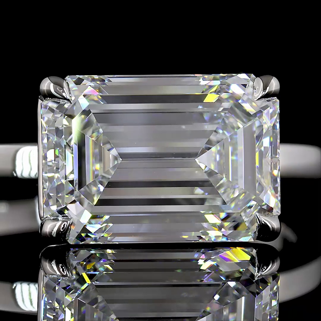 3.06 CT Emerald Lab Grown Diamond Engagement Ring in Platinum
