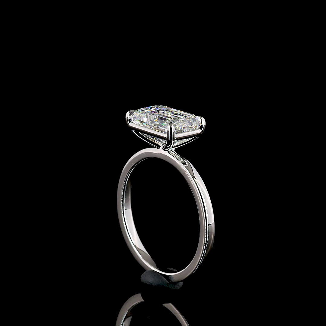 3.06 CT Emerald Lab Grown Diamond Engagement Ring in Platinum