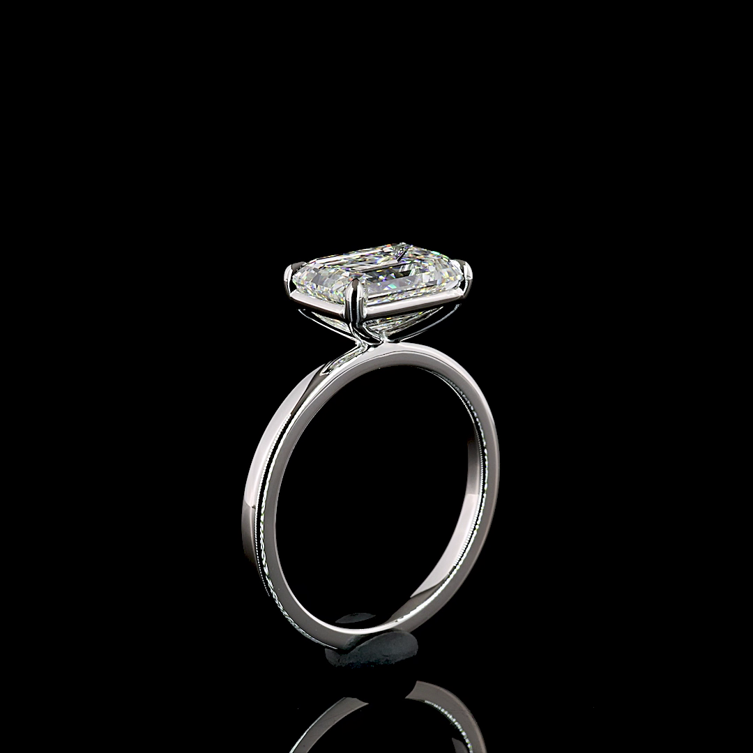 3.06 CT Emerald Lab Grown Diamond Engagement Ring in Platinum