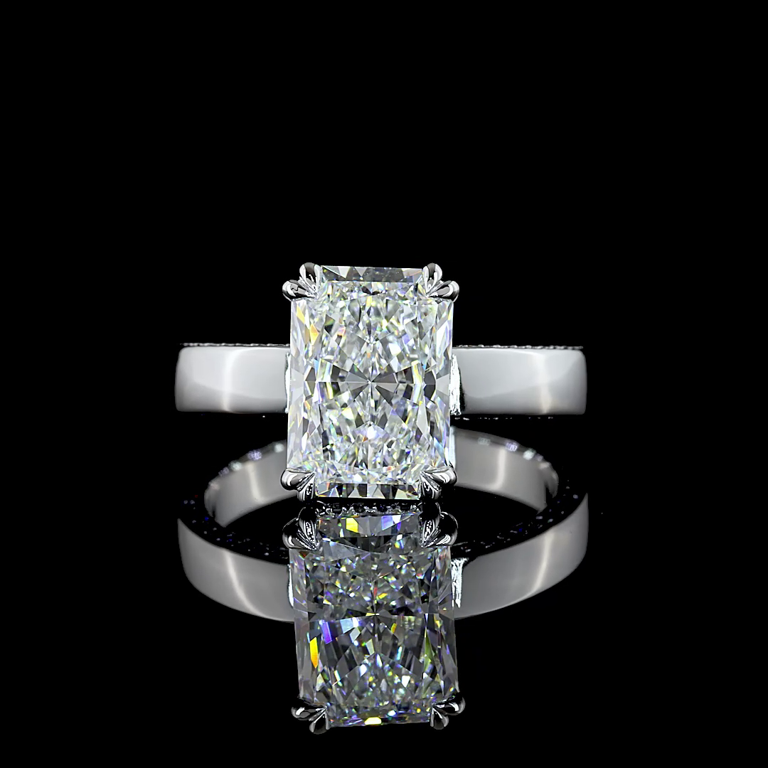 3.94 CT Radiant Lab Grown Diamond Engagement Ring in 14K White Gold