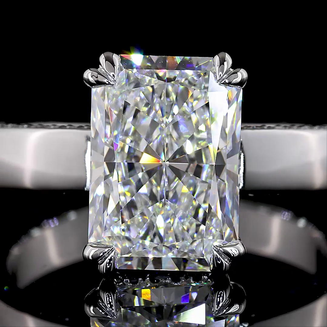 3.94 CT Radiant Lab Grown Diamond Engagement Ring in 14K White Gold