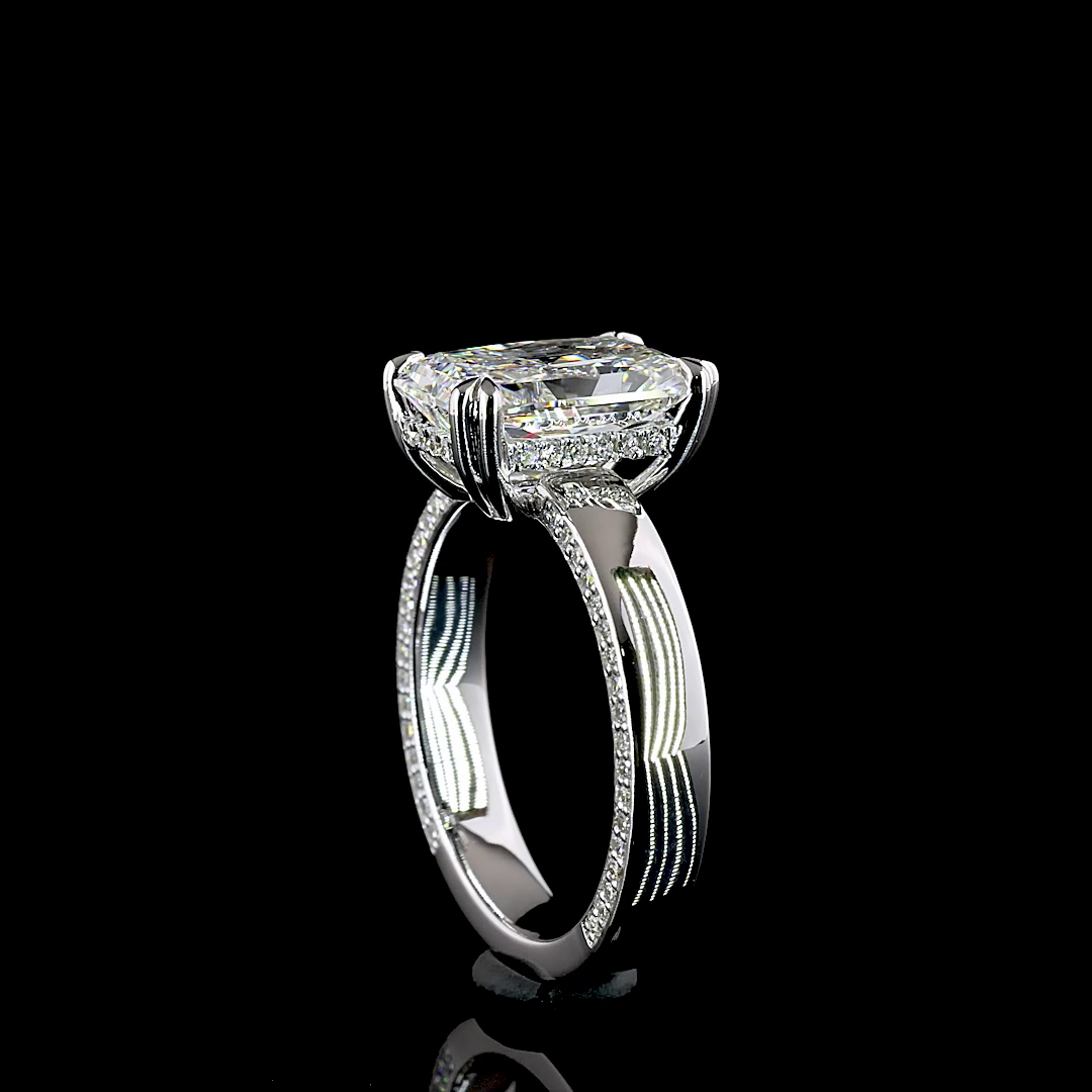 3.94 CT Radiant Lab Grown Diamond Engagement Ring in 14K White Gold