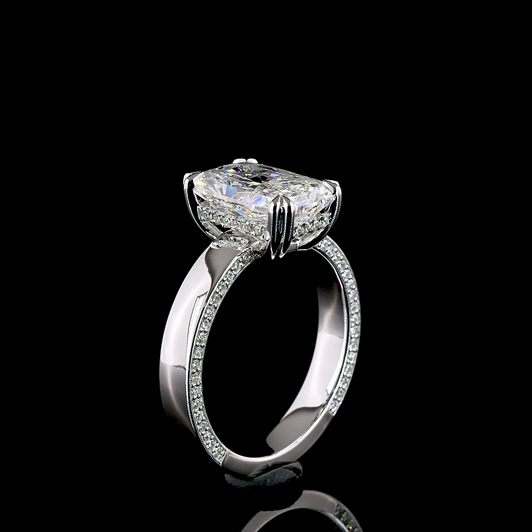 3.94 CT Radiant Lab Grown Diamond Engagement Ring in 14K White Gold