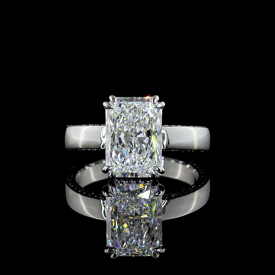 3.9 CT Radiant Lab Grown Diamond Engagement Ring in Platinum