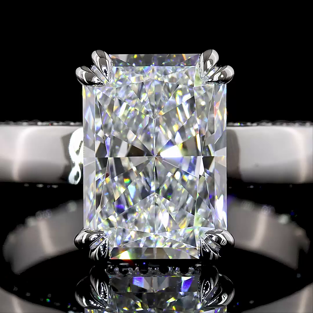 3.9 CT Radiant Lab Grown Diamond Engagement Ring in Platinum