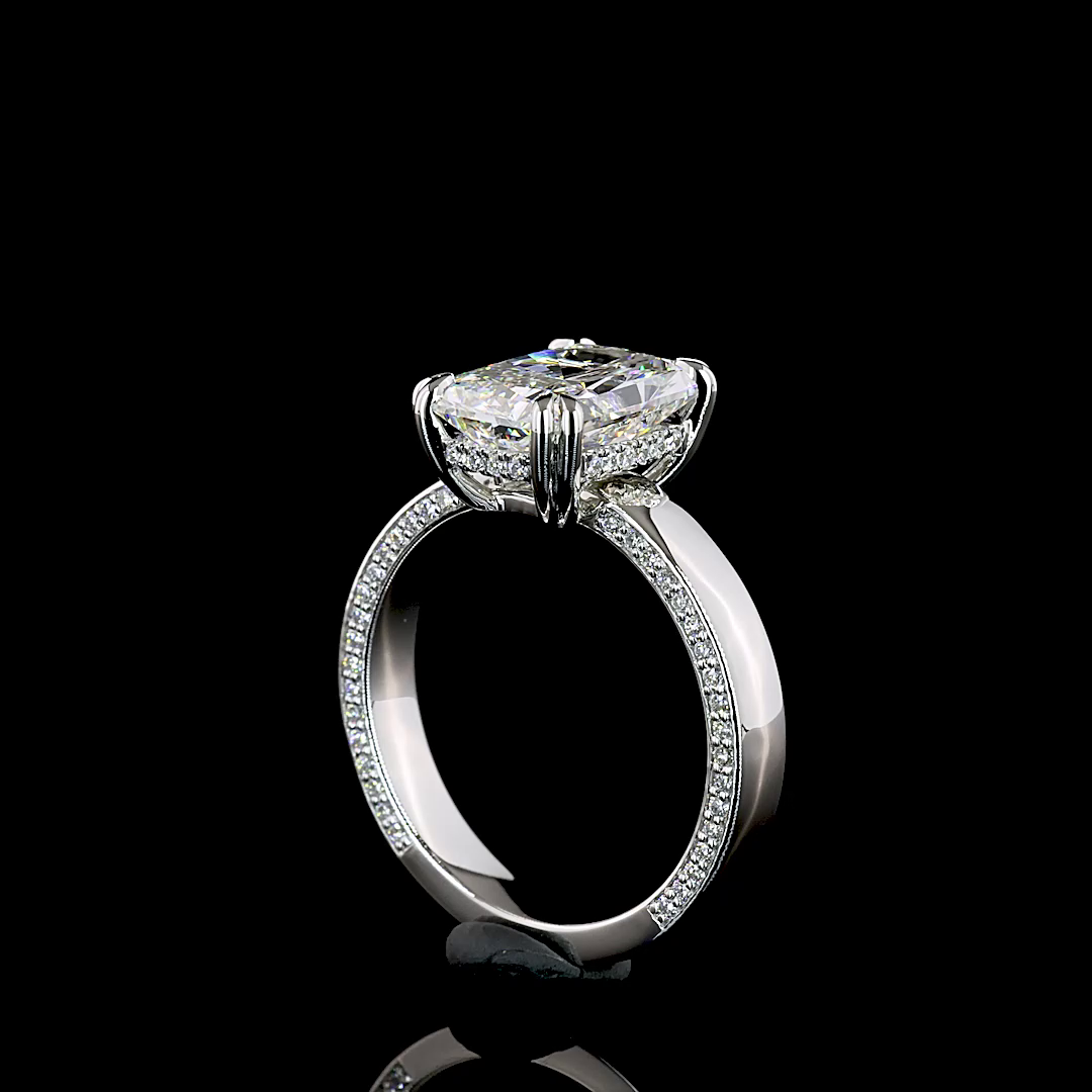 3.9 CT Radiant Lab Grown Diamond Engagement Ring in Platinum