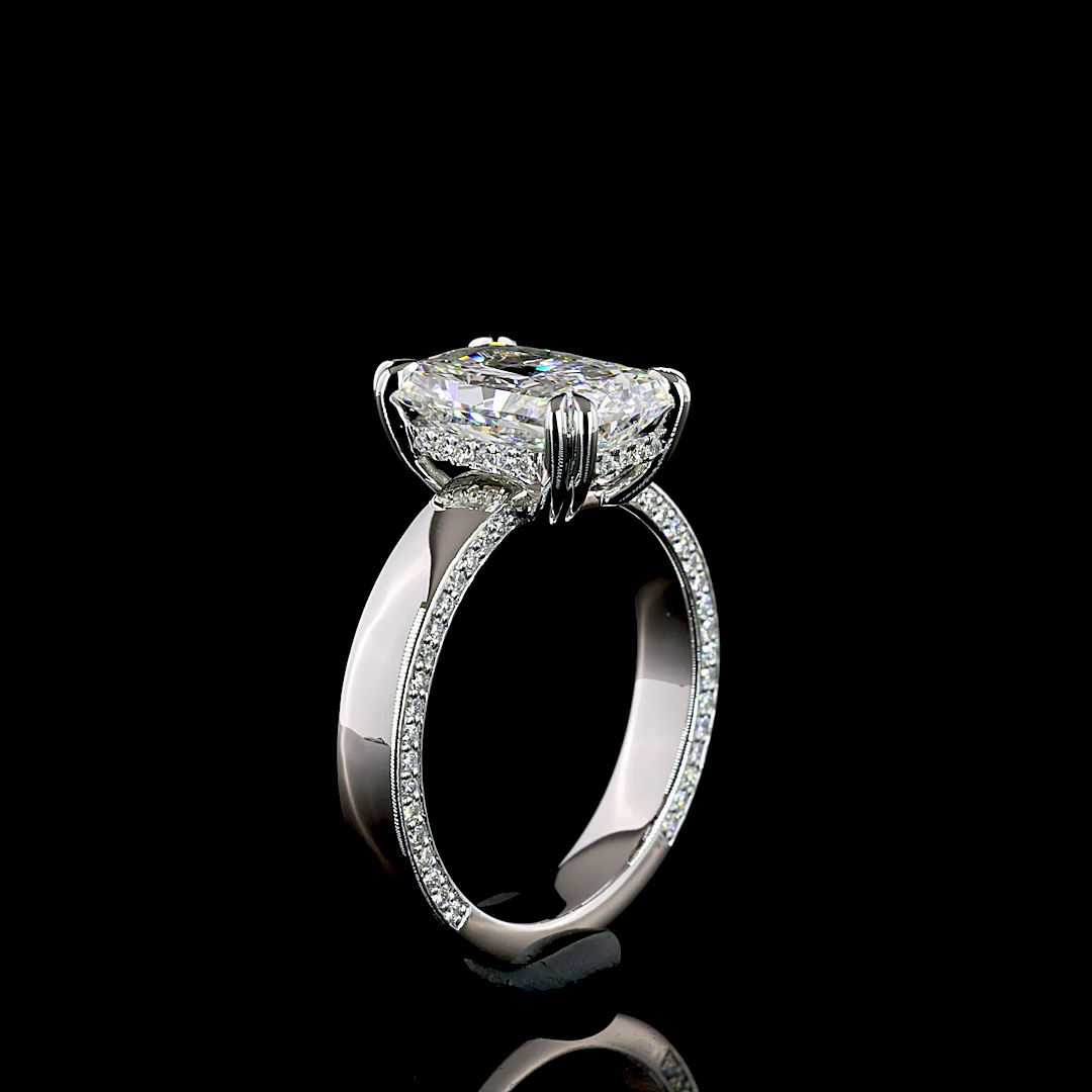 3.9 CT Radiant Lab Grown Diamond Engagement Ring in Platinum