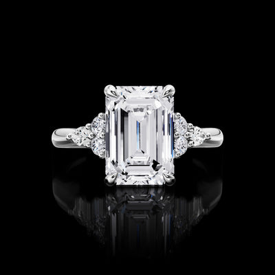3.5 CT Emerald Lab Grown Diamond Engagement Ring in 14K White Gold