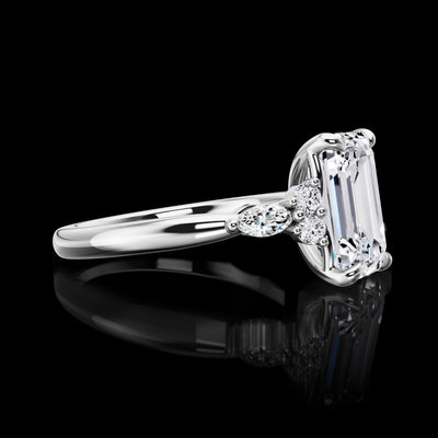 3.5 CT Emerald Lab Grown Diamond Engagement Ring in 14K White Gold