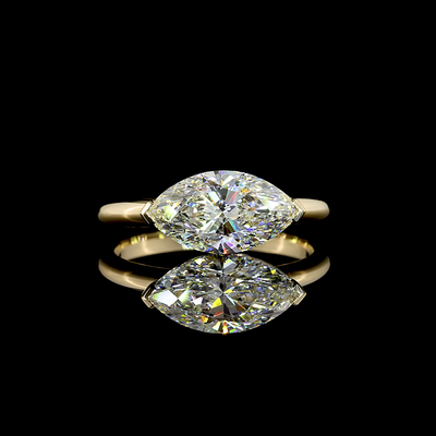 2.06 CT Marquise Lab Grown Diamond Engagement Ring in 14K Yellow Gold