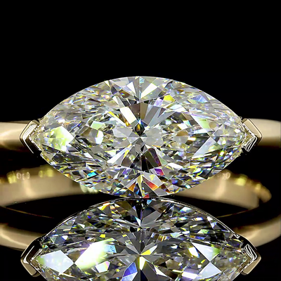 2.06 CT Marquise Lab Grown Diamond Engagement Ring in 14K Yellow Gold