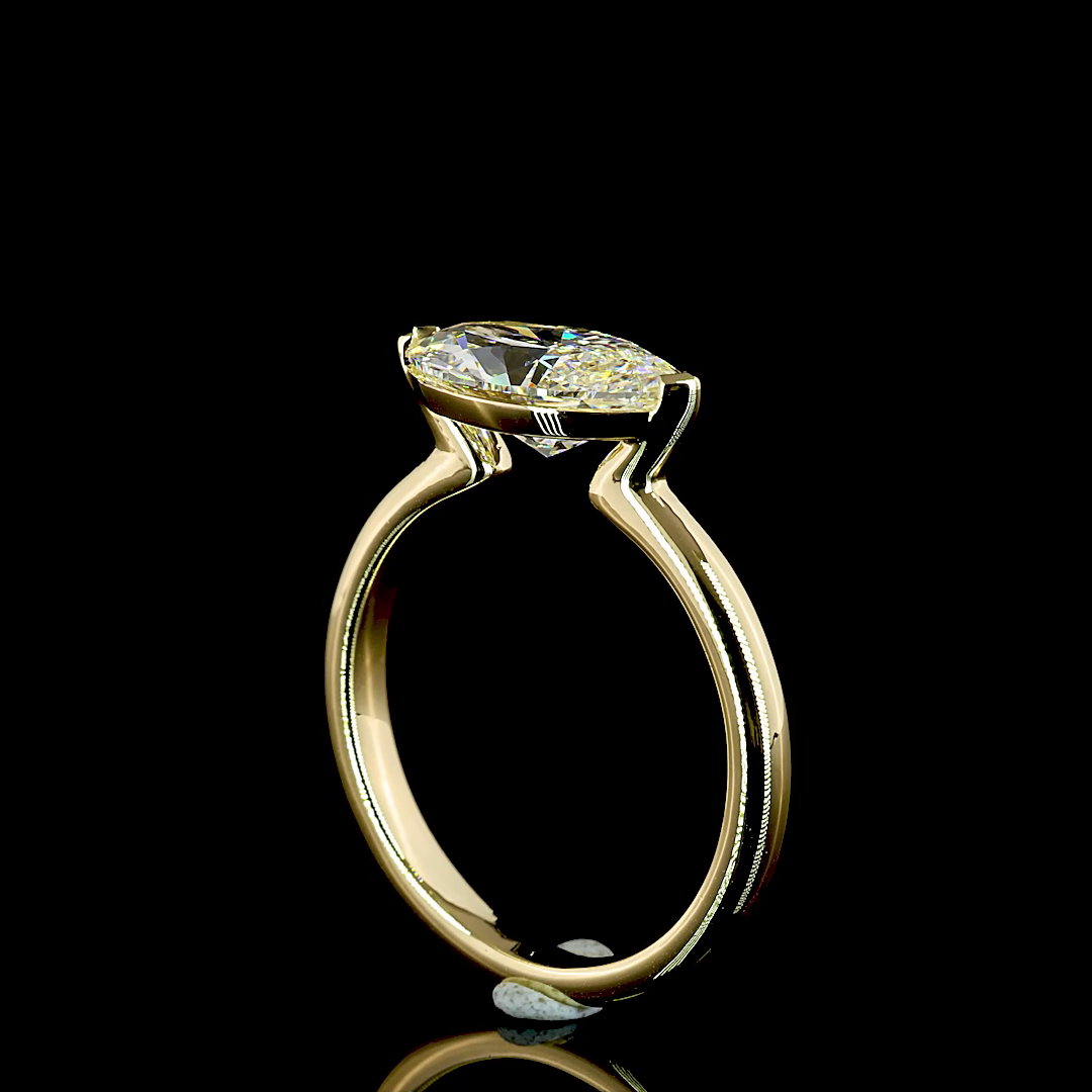2.06 CT Marquise Lab Grown Diamond Engagement Ring in 14K Yellow Gold