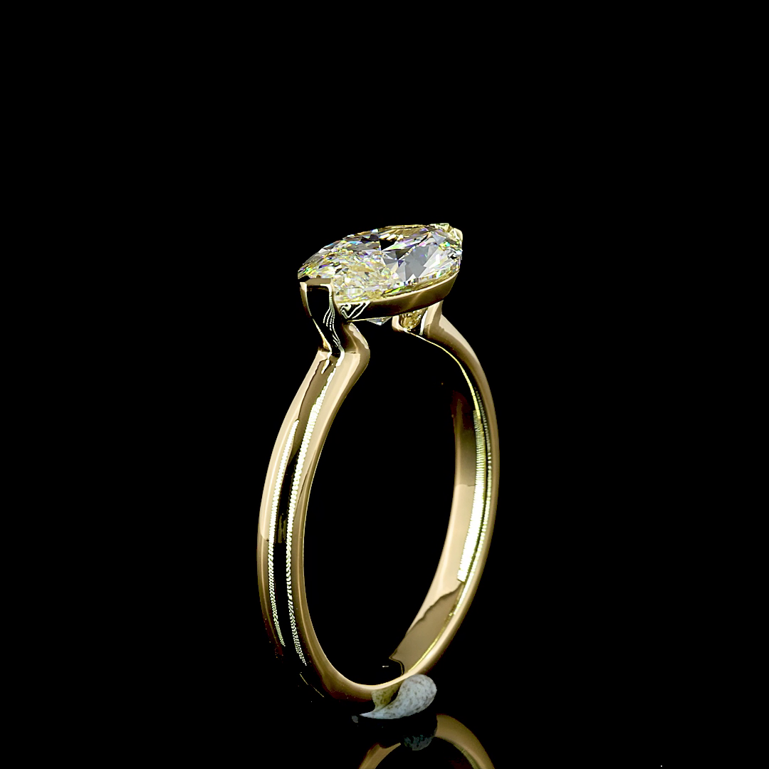 2.06 CT Marquise Lab Grown Diamond Engagement Ring in 14K Yellow Gold