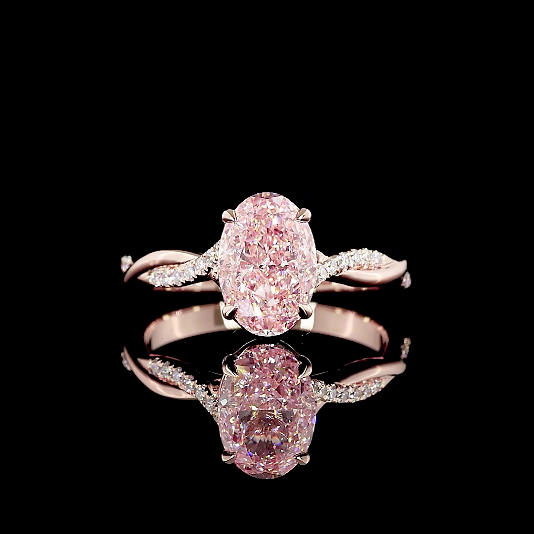 2.16 CT Oval Lab Grown Diamond Ring in 14K Rose Gold