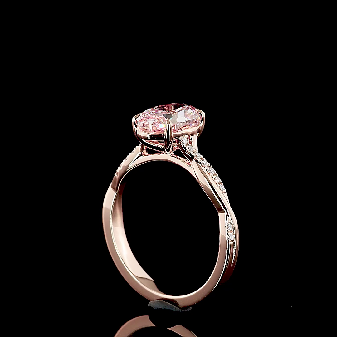 2.16 CT Oval Lab Grown Diamond Ring in 14K Rose Gold