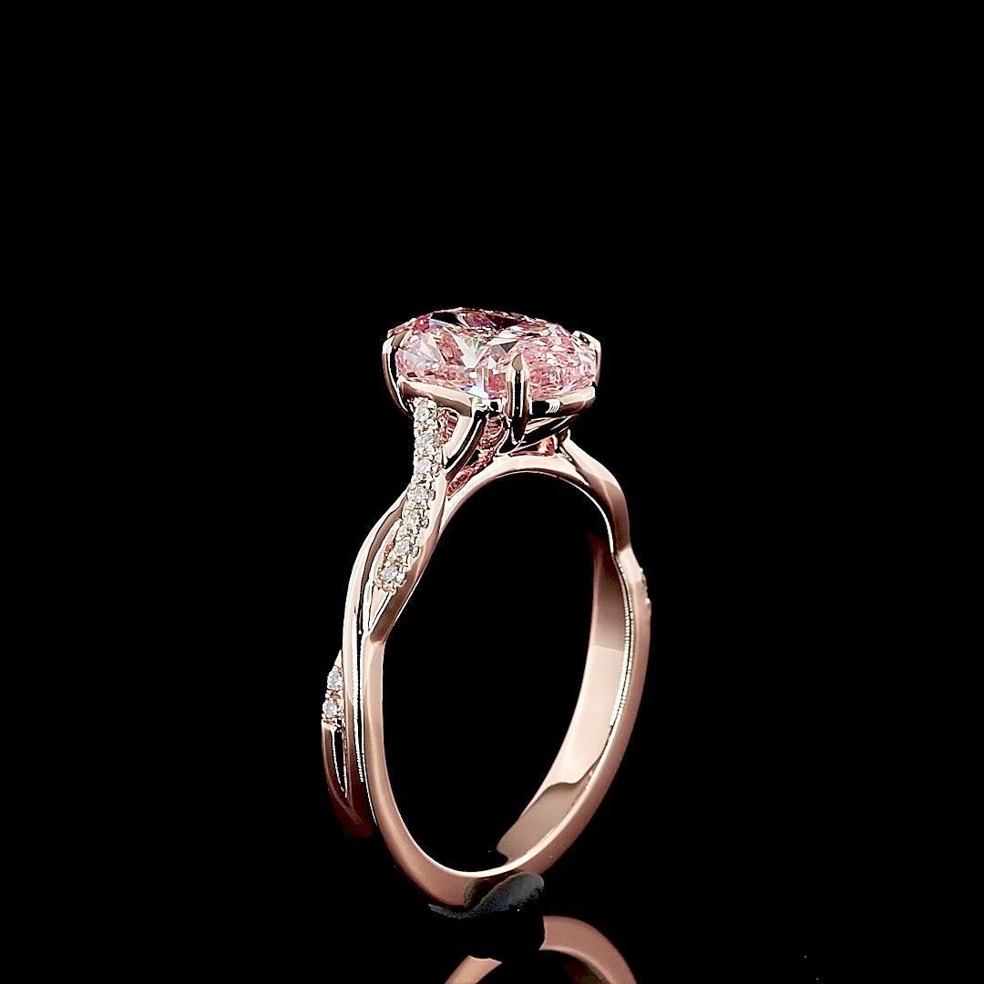 2.16 CT Oval Lab Grown Diamond Ring in 14K Rose Gold