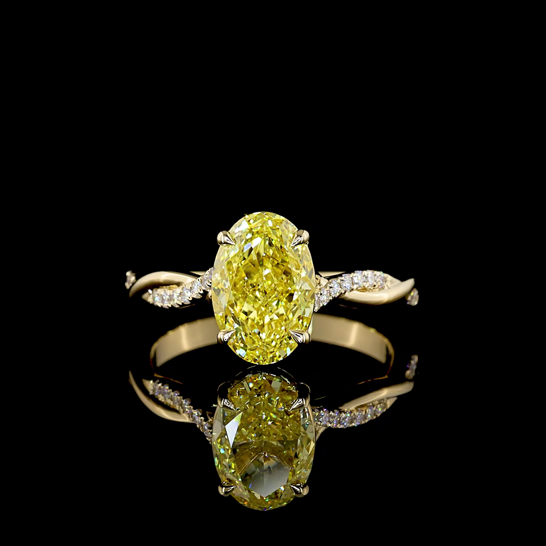 2.47 CT Oval Lab Grown Diamond Ring in 14K Yellow Gold