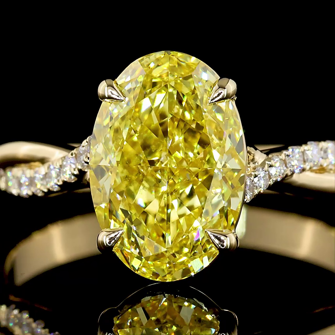 2.47 CT Oval Lab Grown Diamond Ring in 14K Yellow Gold