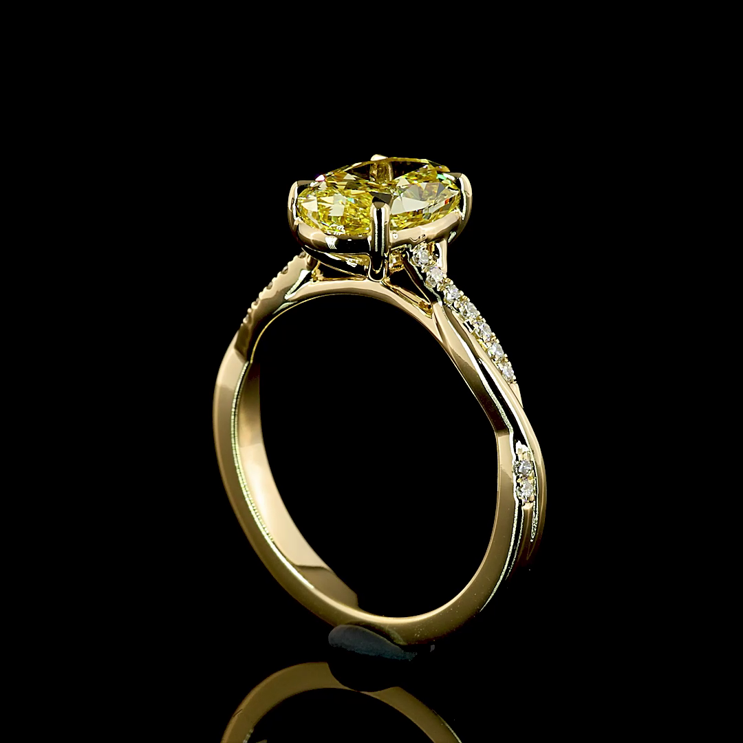 2.47 CT Oval Lab Grown Diamond Ring in 14K Yellow Gold