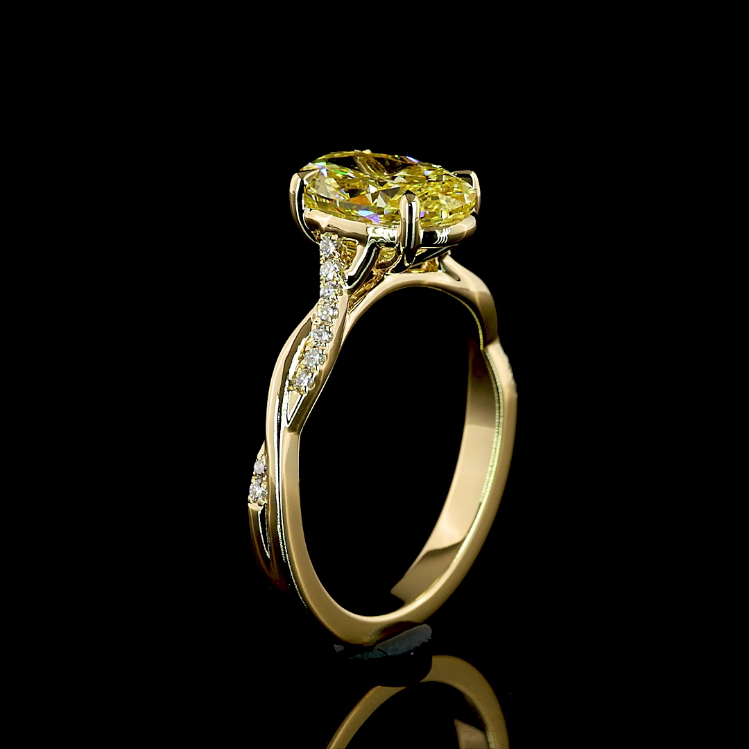 2.47 CT Oval Lab Grown Diamond Ring in 14K Yellow Gold