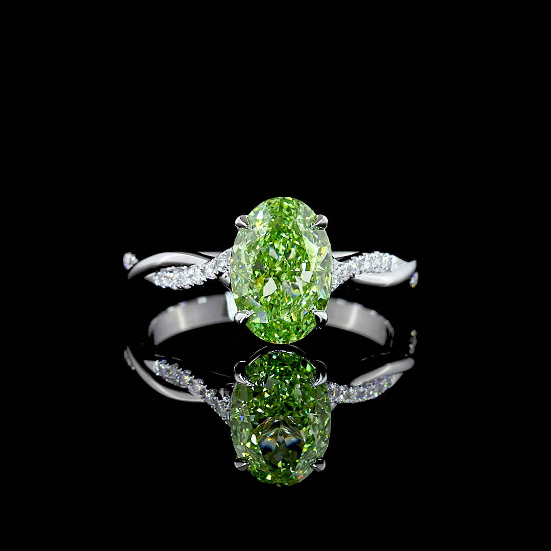 2.17 CT Oval Lab Grown Diamond Ring in 14K White Gold