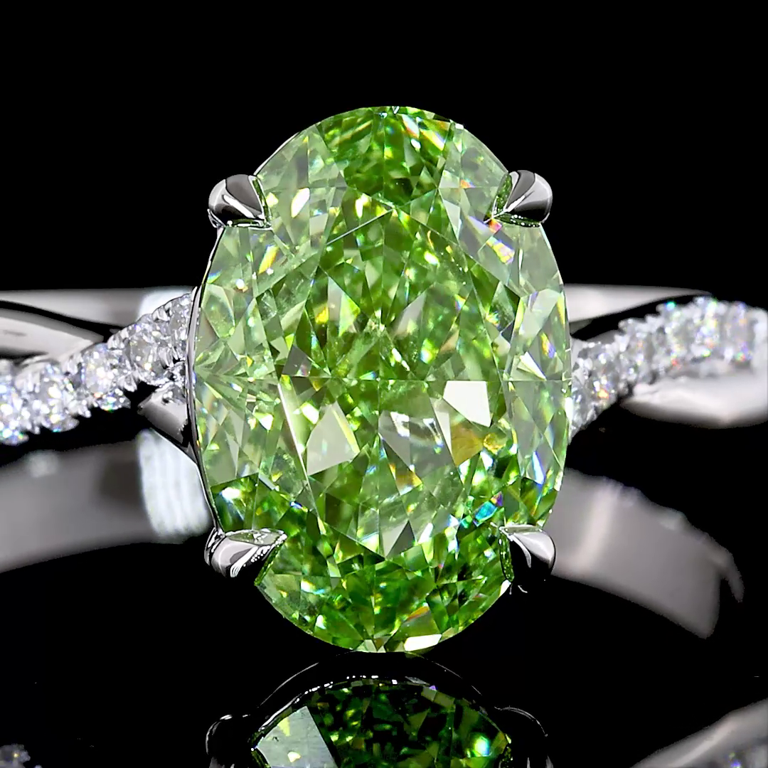 2.17 CT Oval Lab Grown Diamond Ring in 14K White Gold