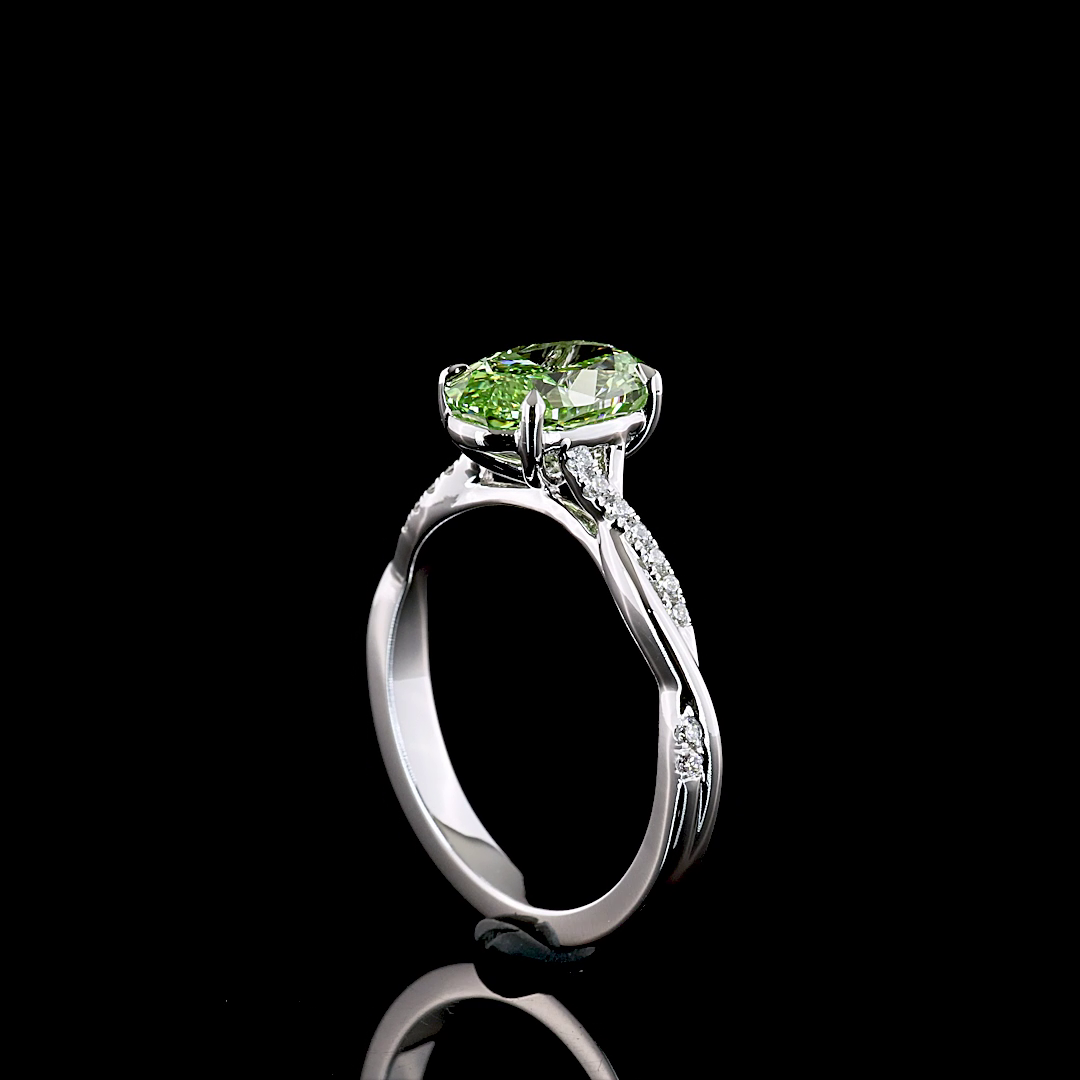 2.17 CT Oval Lab Grown Diamond Ring in 14K White Gold